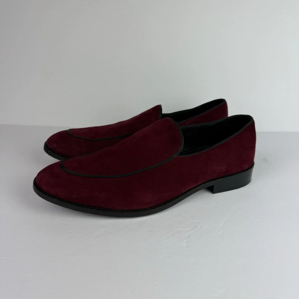 Anthony Veer Loafer‎ Burgundy Suede Velvet Men's S 11 Festive Formal Dress Shoes